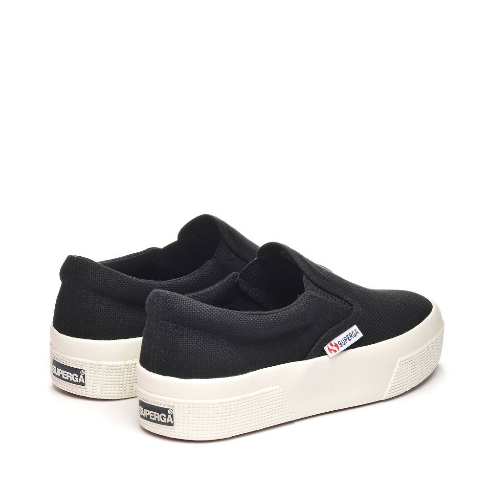 Superga 2740 Black Platform Sneakers - Women's USA | US8327349